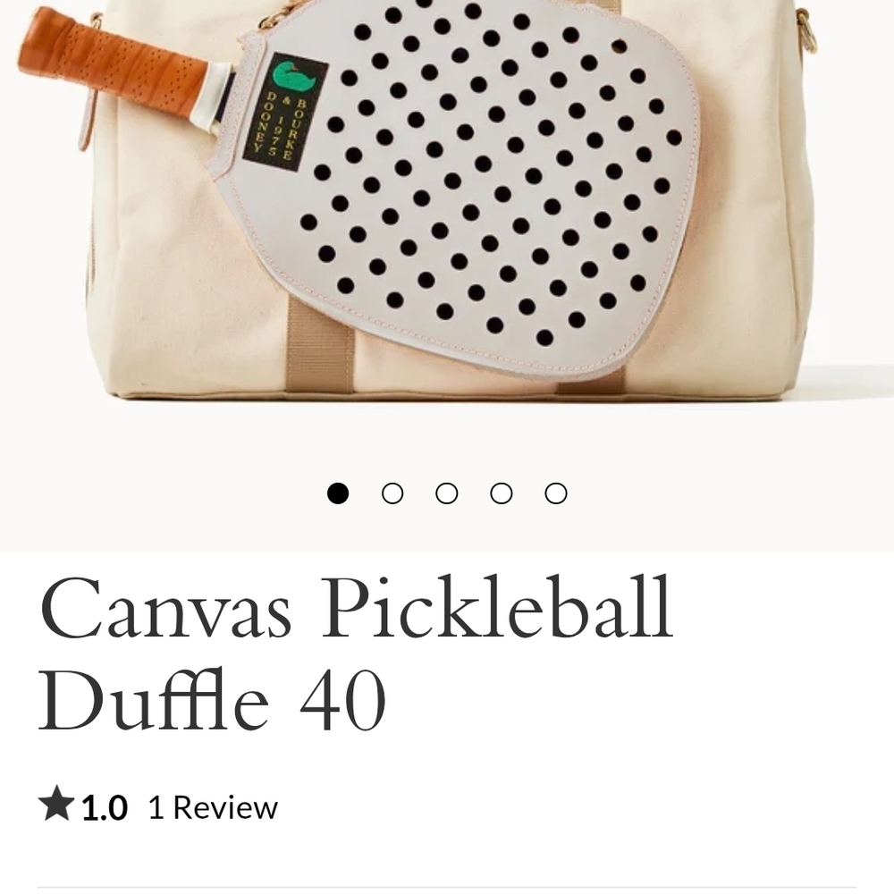 Dooney & Bourke Cream Canvas Travel Duffle with Tan Leather Accents